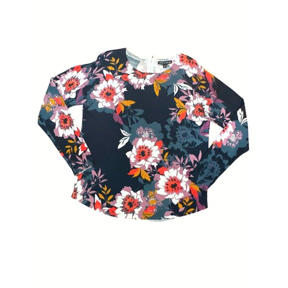 Cable & Gauge Floral Print Rayon Nylon Blend Long Sleeve Sweater M - Picture 8 of 9